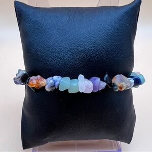 Mixed Stone Chip Stretch Bracelet, Size 6.5